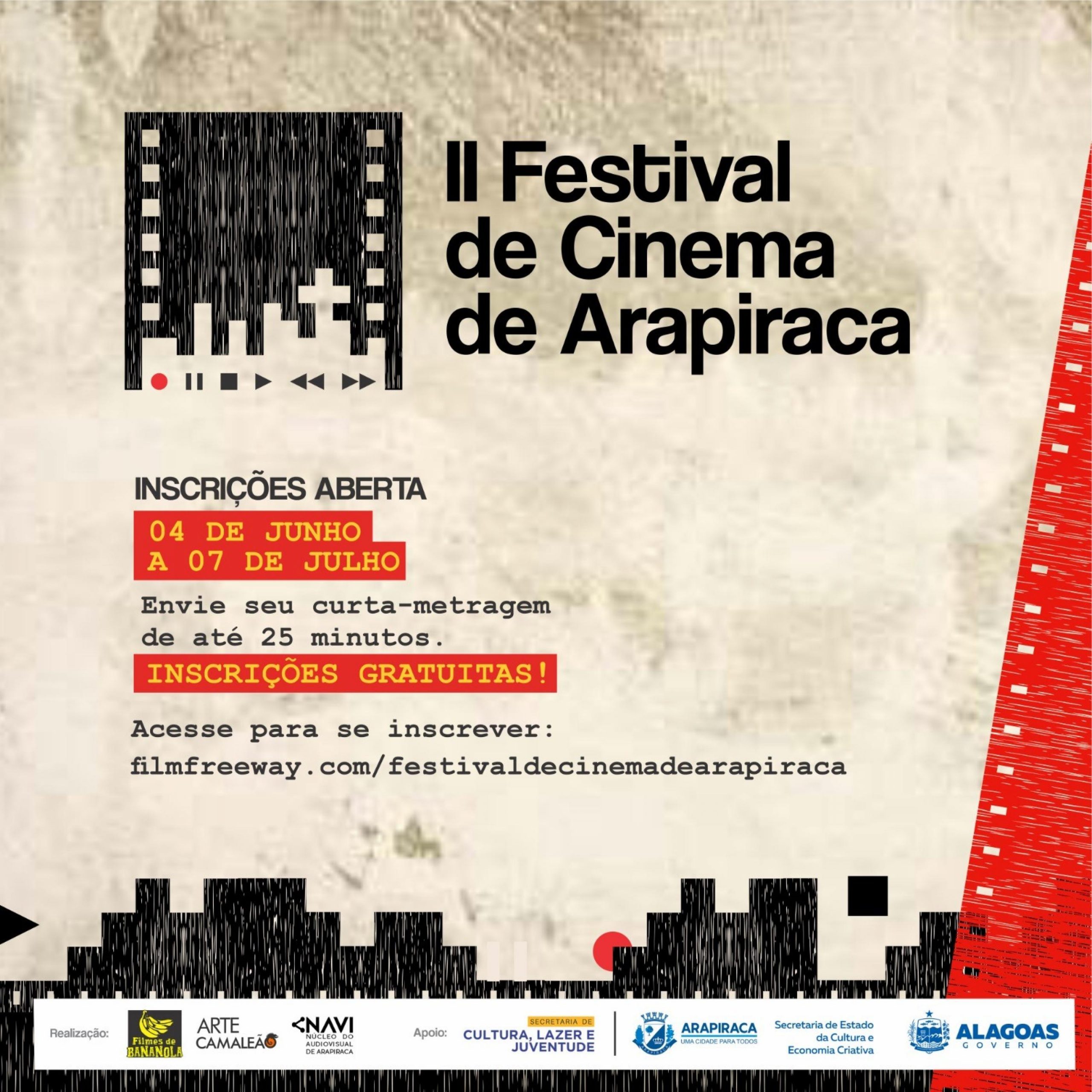 Inscrições abertas para o 2º Festival de Cinema de Arapiraca