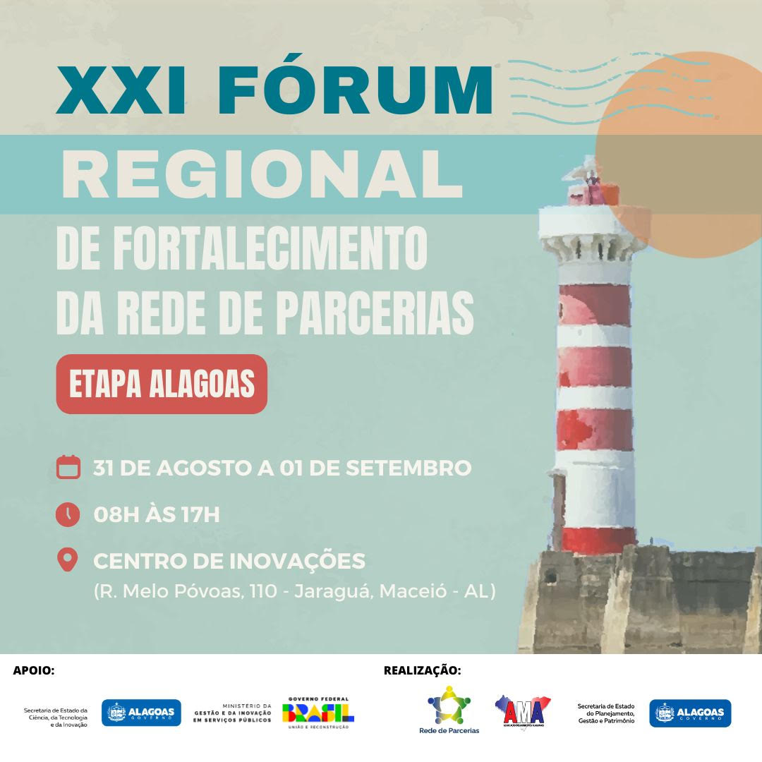 Alagoas receberá 21º Fórum Regional de Fortalecimento da Rede de Parcerias